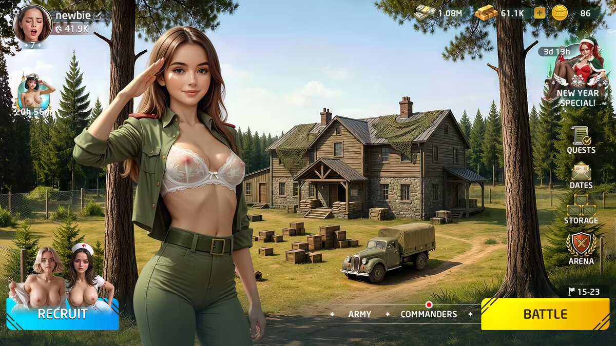 Menu principal du jeu Lust Frontiers