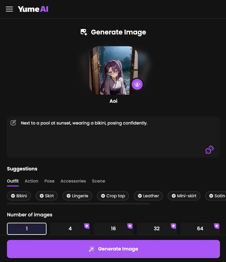 Générateur d'image IA hentai du site Yume AI Chat